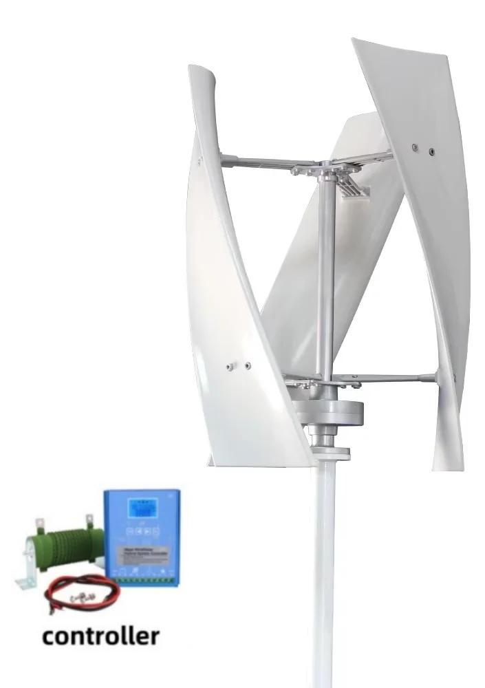 Windturbine, Vertikale Achse Design, 2000W Energieerzeugung, Mit Hybridsteuerung, 48V, Weiß