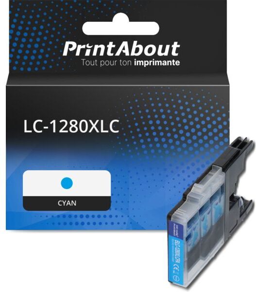 Cartouche PrintAbout compatible pour Brother LC-1280XLC - Cyan - Grande capacité