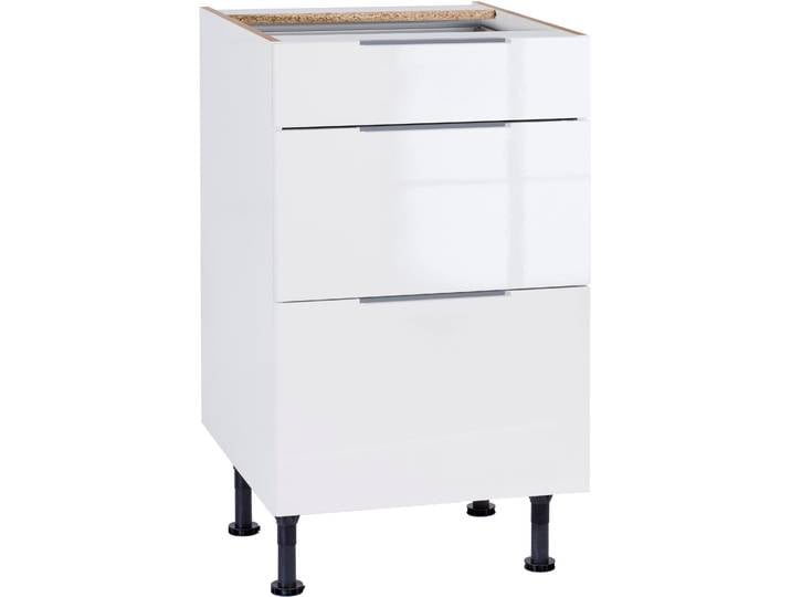 Unterschrank OPTIFIT Tara , weiss (weiß glanz), B:50cm H:87cm T:58,4cm, Schränke, Unterschrank, mit Vollauszug und Soft-Close-Funktion, Breite 50 cm
