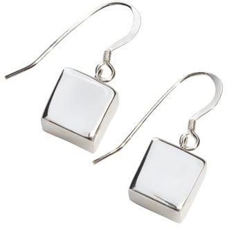 Silver Bar Kub hängande örhängen 8 mm 983