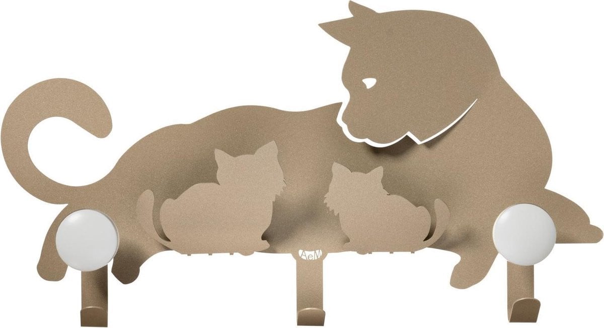 Arti Mestieri Metalen Sleutelrek en Kapstok Moederpoes - Beige