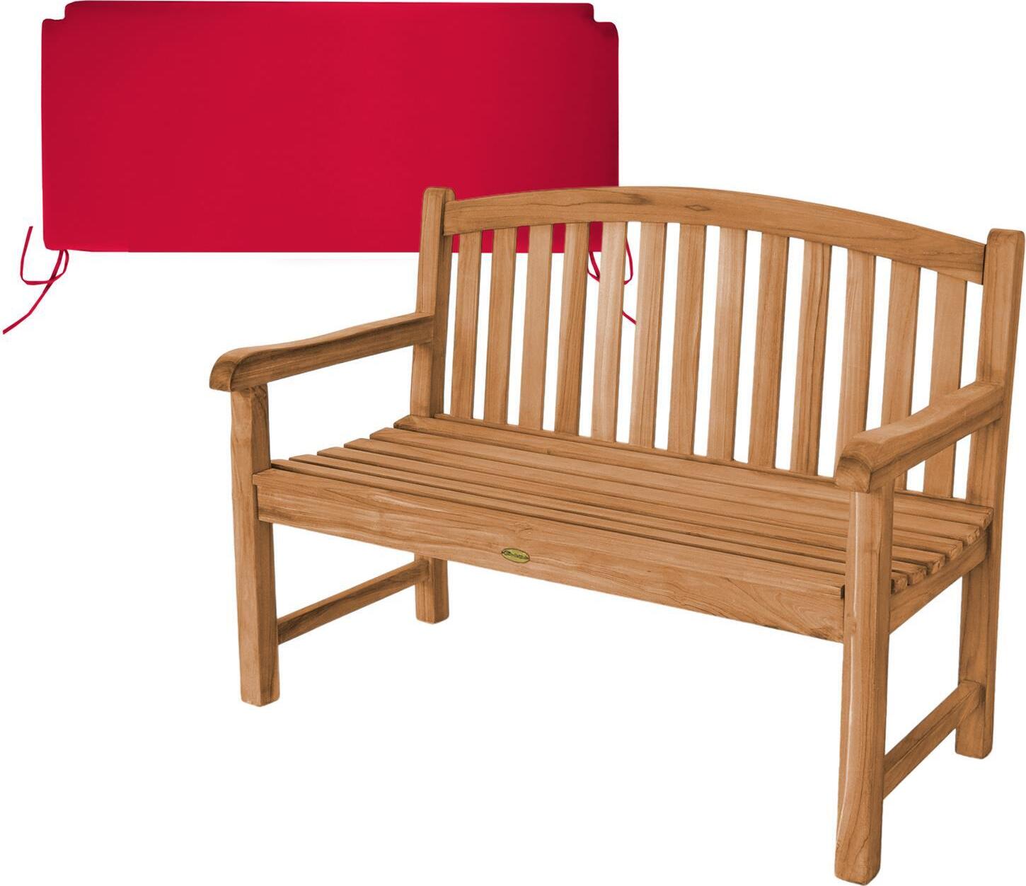 Gartenbank Bari Teak Massivholz 120 cm Rot