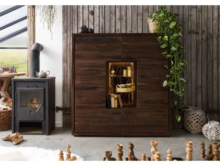 Buffet en bois d'acacia laqué marron BARK #207
