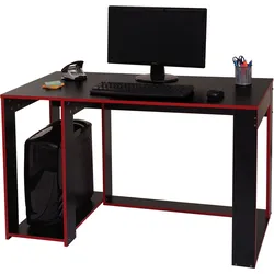 Schreibtisch MCW-J26, Computertisch Bürotisch, 120x60x76cm ~ schwarz-rot