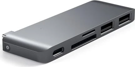 Satechi Aluminium Type-C Passthrough USB Hub (3x USB 3.0,MicroSD) - Space Grey