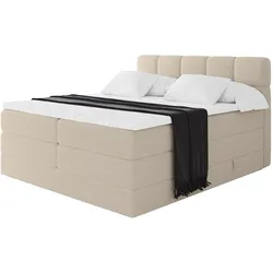 BOXBETT mit Matratze H3/H4 - FAMA KING - 200x200 cm Dunkelbeige Quelle