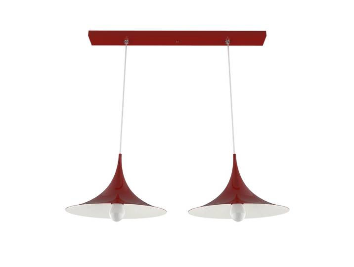 Suspension en métal rouge brillant et blanc interne e27