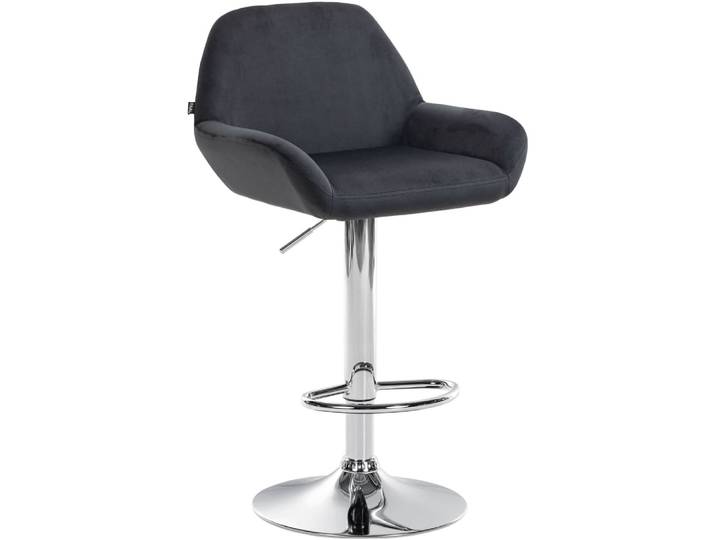 Tabouret de bar velours ajustable pivotant samt noir