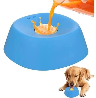 Uplift Essentials Anti Choking Slow Feeder Dog Bowl 0.75 Cup Non Slip Lick Toy Professional Liquid Treat & Health Guard blue