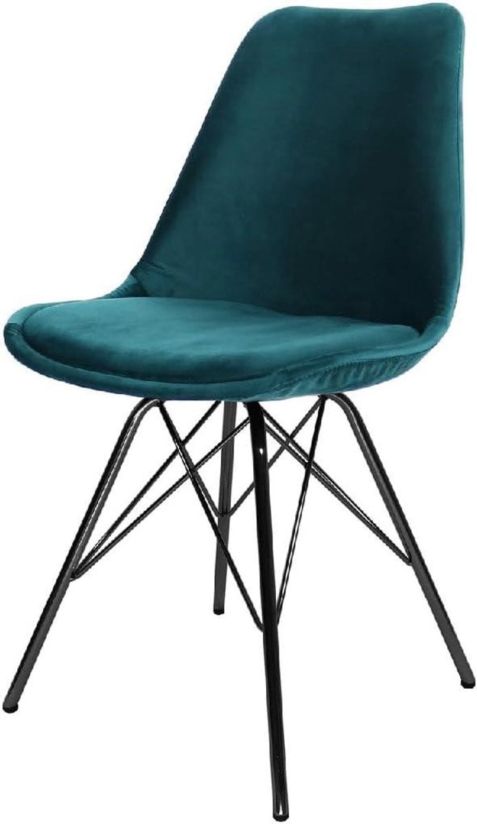Kuipstoel Velvet Blauw - Gestoffeerde Eetkamerstoel met Moderne Stijl