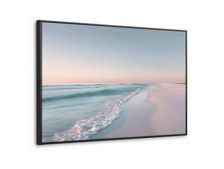 MuchoWow Leinwand Bilder mit Rahmen - Küstenlinie - Pastell - Wasser - 120x80, Pastellblau, Rechteckig, 120x80 cm, gerahmt, Bilder & Rahmen, Bilder, Leinwandbilder