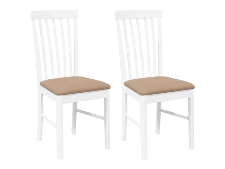 Fisinber Esszimmerstühle 2er Set Massivholz mit Kissen Weiß Braun Gepolsterte Sitzfläche für Küche und Wohnbereich, standfeste Konstruktion aus Naturholz mit rückenschonender Lehne.