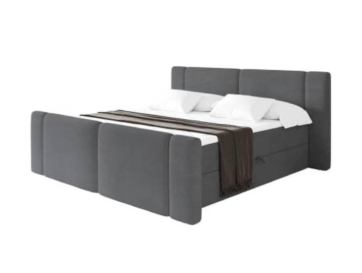 ALTDECOR Boxbett mit H4-Matratze Evon Zanozek - 120x200 - Dunkelgrau Lattenrost, Topper, Boxspringbett mit Bettkasten, Bett mit Stauraum, Doppelbett, Polsterbett