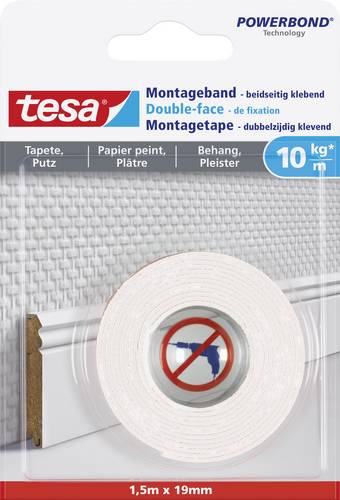 tesa WALLPAPER 77742-00000-00 Montageband tesa Powerbond Weiß (L x B) 1.5 m x 19 mm 1 St.