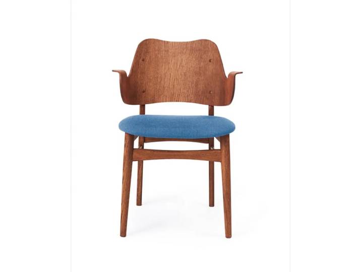 Warm Nordic Gesture Stuhl, Textilsitz Sea blue-Eichengestell teak geölt