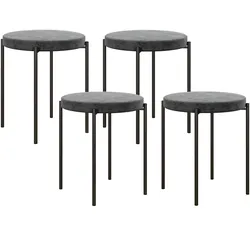 4ER-SET Esszimmerhocker Esszimmerstühle Küchenstuhl modern Polyester Metall Dunkelgrau