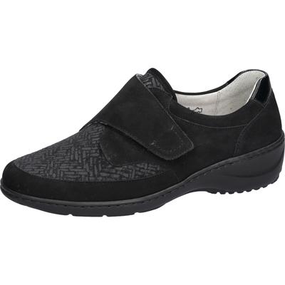 Klettschuh WALDLÄUFER "Kya-Soft", Damen, Gr. 4,5 (37,5), Leder Textil, schwarz (taipei schwarz), Lackleder, Nubukleder, Textil, Schuhe Klettschuh, Komfortschuh, Halbschuh in komfortable Weite K = extraweit