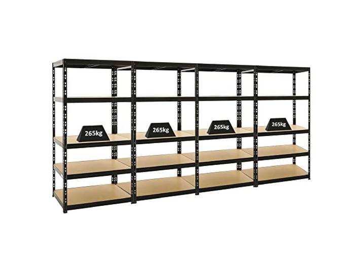 PROREGAL Mega Deal 4X Schwerlastregal Tiger Schwarz 180x90x60 cm mit Fachlast 265kg Garagenregal Kellerregal Werkstattregal Lagerregal Steckregal