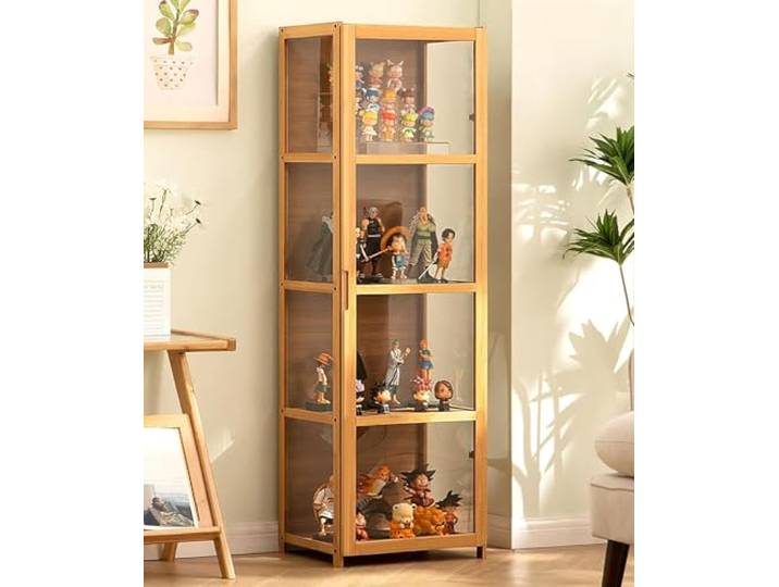 Pounjsd glasvitrine, Vitrinenschrank mit Glastüren, Vitrinenschrank, Glasvitrine Stehend, Curio-SchräNke, Flügeltürdesign, versiegelt und staubdicht, Vitrine für Büros, Schlafzimmer, Wohnzimmer
