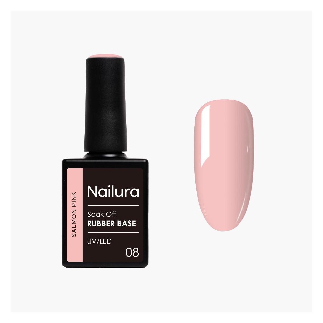 Nailura - Rubber Base 8 - Salmon Pink - 10 ml (Lachsrosa, salmon pink, Base Coat) (70405)