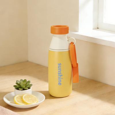 Uplifted Trends Large Capacity Stainless Steel Insulated Cup With Straw Multi Functional Gift Milk Bottle & Water Cup orange