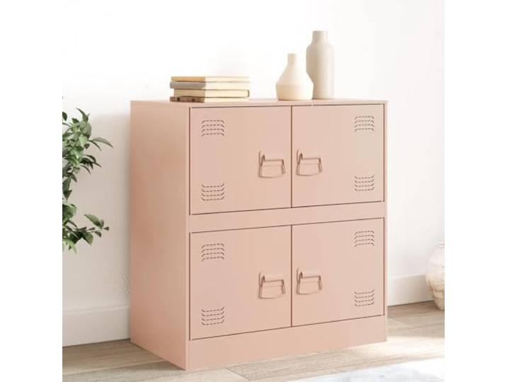 HEFZGDB Modernes Sideboard mit Griffen aus Stahl für das Wohnzimmer, pflegeleicht für Zuhause mit praktischem Stauraum, Robustes Sideboard mit Stahlrahmen in Rosa 67x39x73 cm