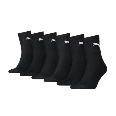 Socken PUMA "PUMA SHORT CREW 6P UNISEX ECOM", Herren, Gr. 35-38, Sockengröße, schwarz, Baumwollmischung, normal, Socken Socken, Gepolsterte Sohle für Stoßdämpfung und zusätzlichen Komfort