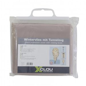 X-Clou Wintervlies 360122, beige, 1,2 x 1,8 m, 50 g/m², Haube mit Zugband