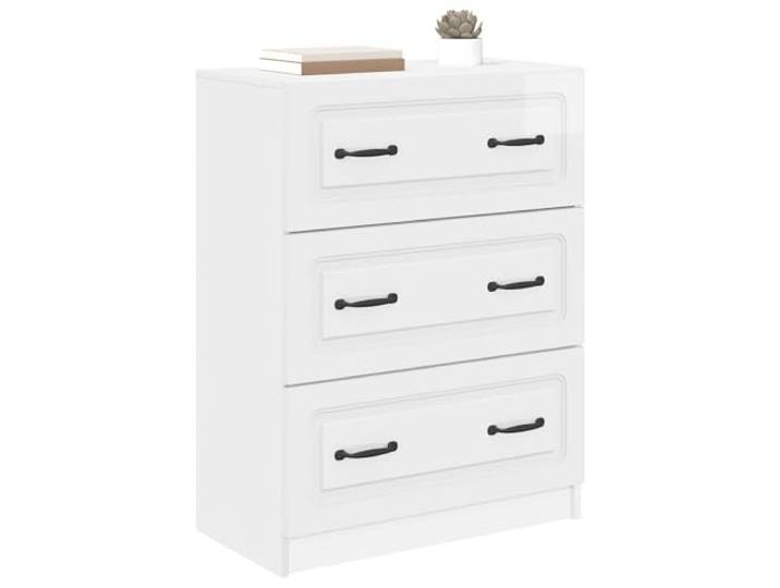 KTHLBRH Schrank mit Schubladen, weiß glänzend, 66 x 34,5 x 87 cm Technisches Holz, 2 Schubladen, Griffe, für Wohnzimmer oder Arbeitszimmer