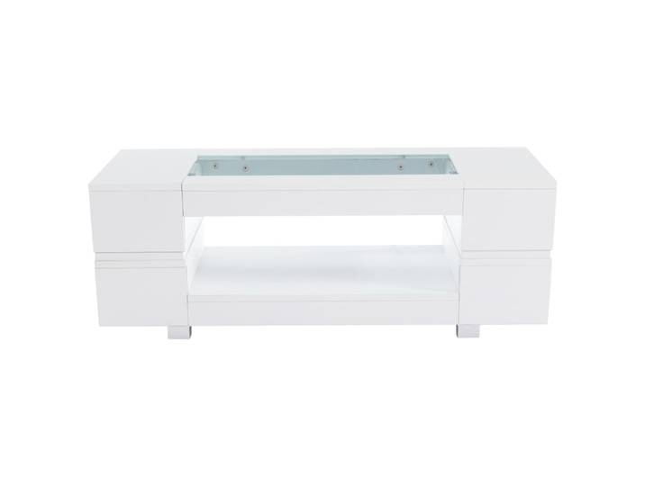 Table basse blanche moderne verre trempé avec éclairage LED 100x50x35