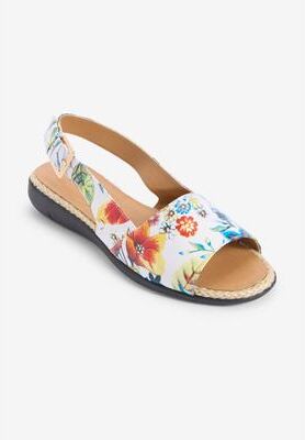 Extra Wide Width Women's The Adele Sling Sandal by Comfortview in Garden Multi (Size 10 WW)