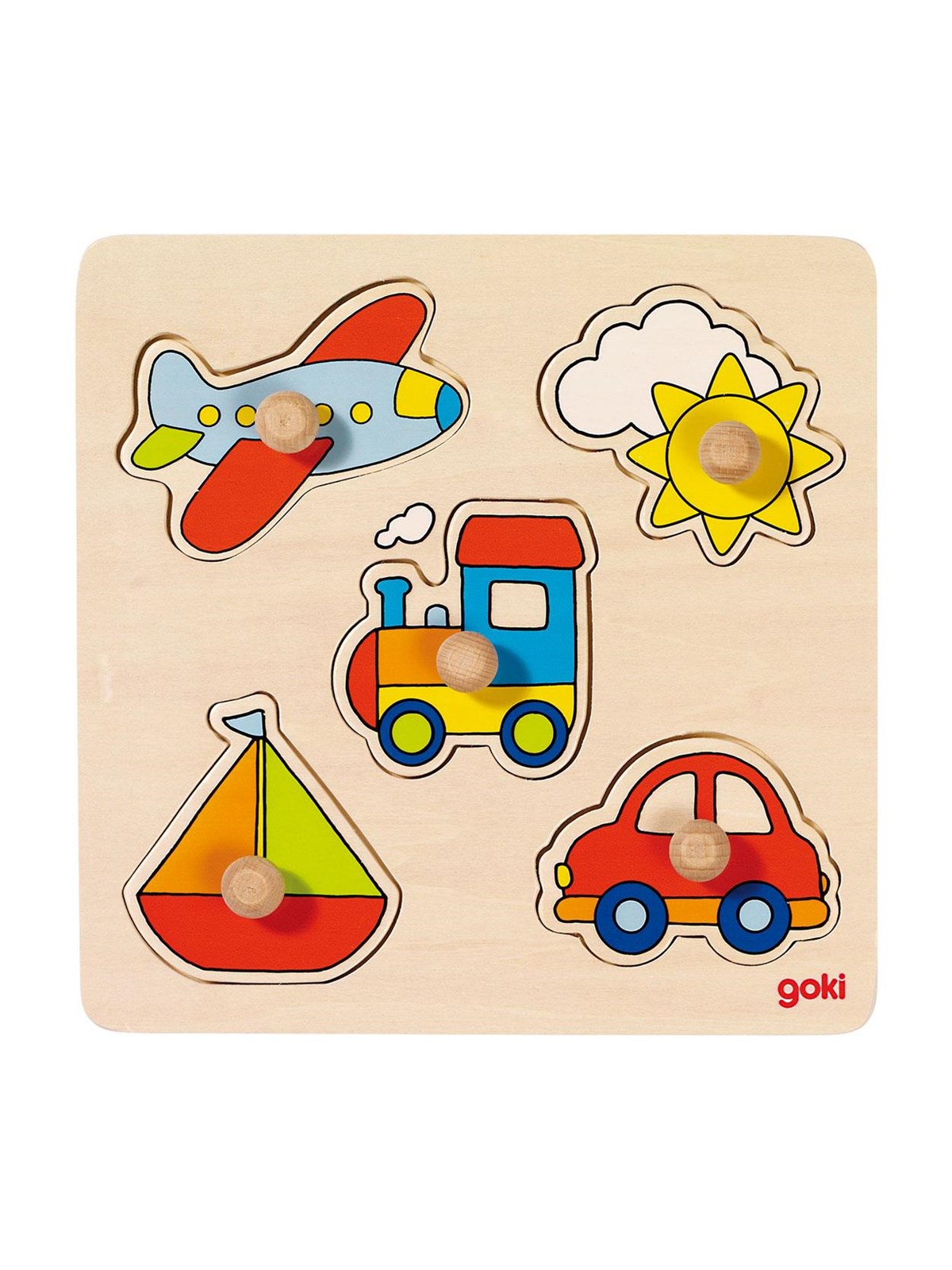 Goki Wooden Stud Puzzle Vehicles Holz