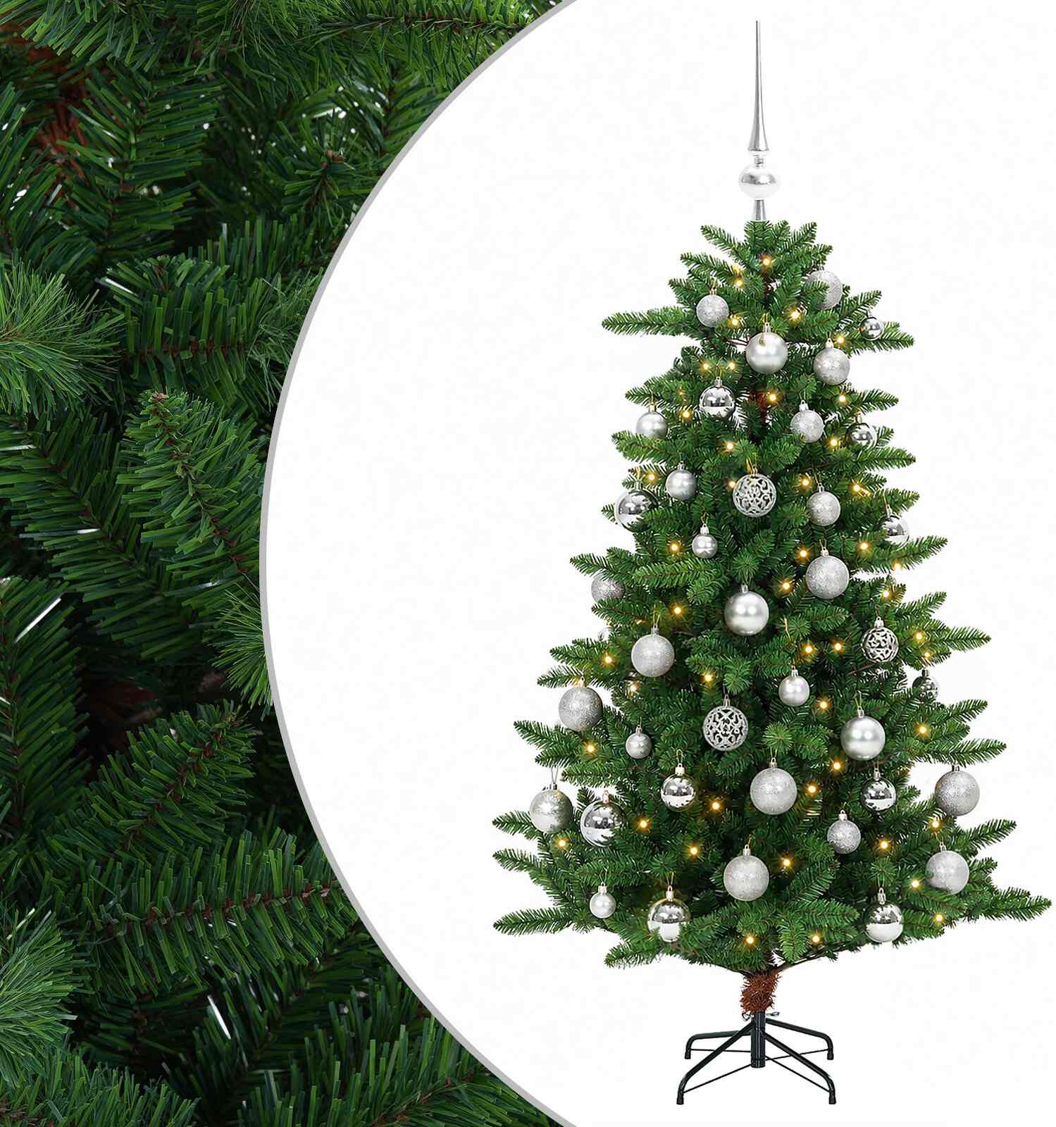 vidaXL Artificial Christmas Tree with Bauble 120 cm 150 LED