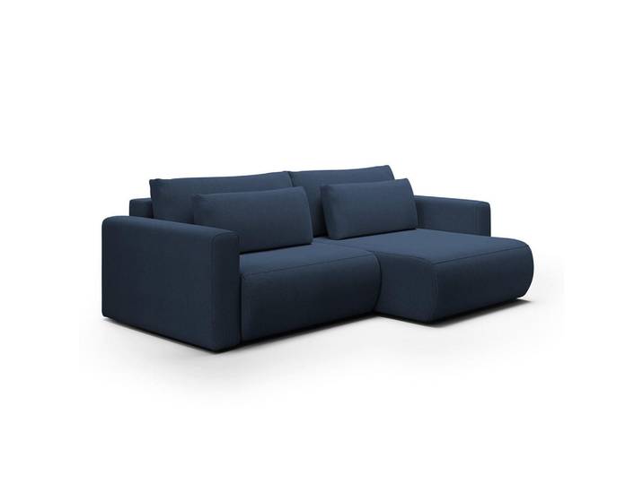 Petits-meubles Ecksofa Evy 3 Sitzplätze Blau, Holz, 240x149 cm, Wohnzimmer, Sofas & Couches, Wohnlandschaften, Ecksofas