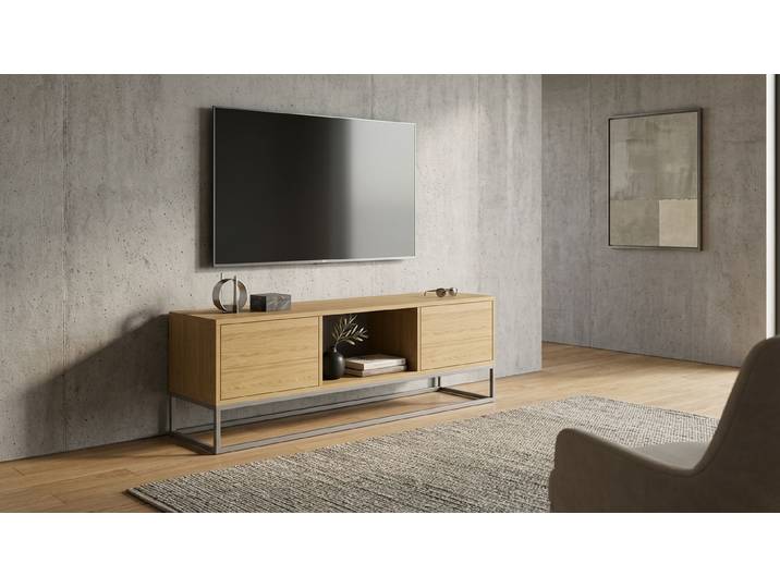 Meuble TV en bois massif Chêne Naturel huilé