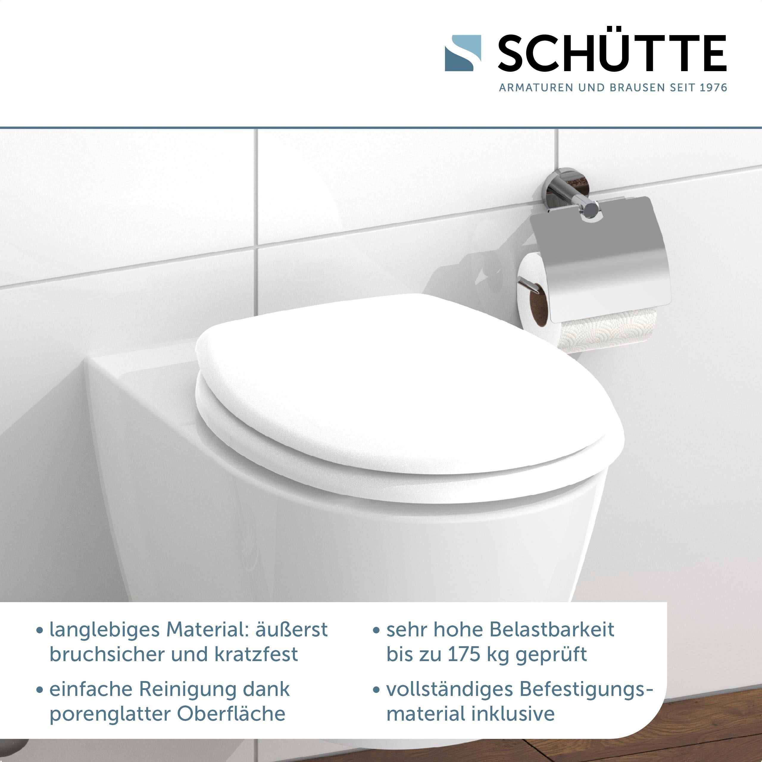 WC-Sitz SCHÜTTE, weiss (weiß), B:45,6cm H:5,5cm L:37,1cm, Duroplast, WC-Sitze, WC-Sitz, Duroplast,maximale Belastung der Klobrille 175 kg weiß Einheitsgröße