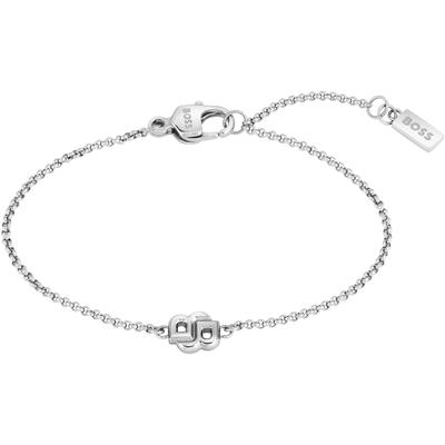 Armkette BOSS "DOUBLE B PETIT", silber (edelstahlfarben), Armbänder, Damen, 16cm, Edelstahl, Armkette