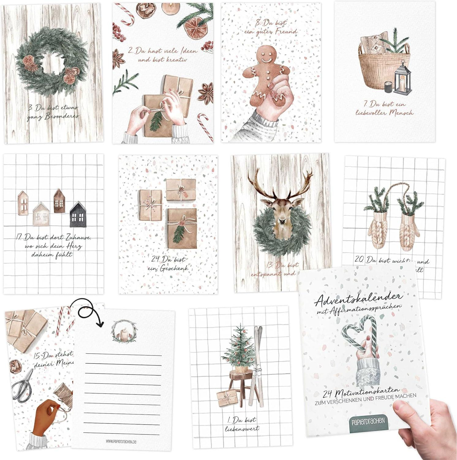oCreon Papierdrachen Kaarten-Adventskalender 2025 - Mindfulness - 24 geïllustreerde ansichtkaarten