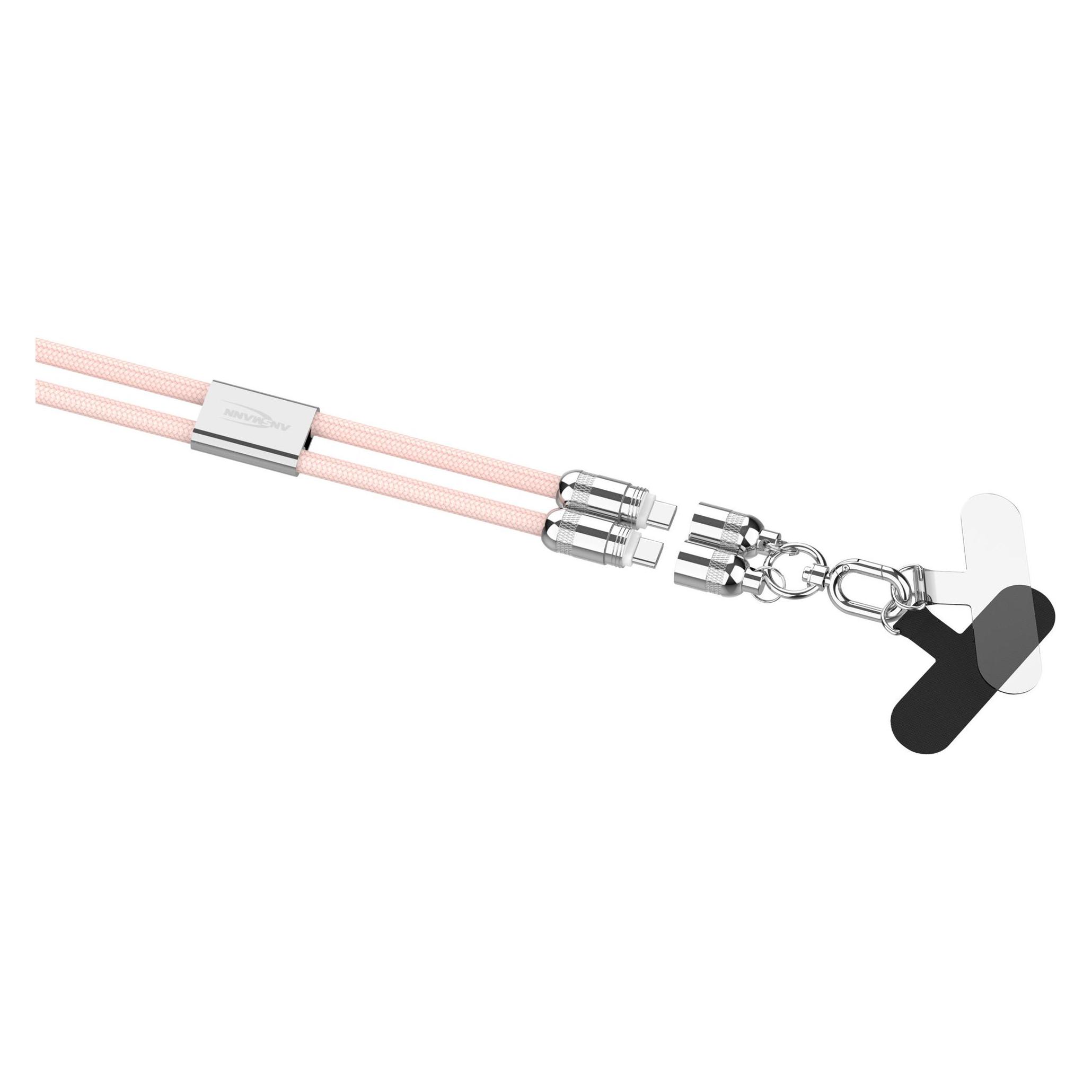 Ansmann Lanyard Kabel USB Typ-C zu USB Typ-C 120cm / rose (1.20 m, 60 W) (1700-0193)