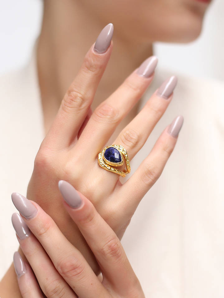 L'Atelier de Gaia Vergold. Ring mit Edelstein - onesize