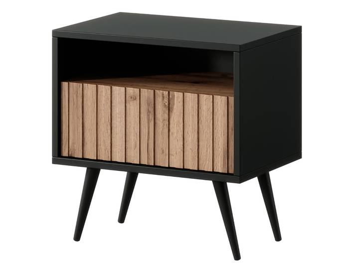 Nachttisch Bello mit Schublade und lamellenförmiger Front,