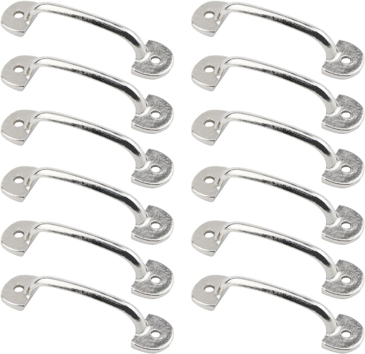 Set van 12 zilverkleurige metalen ladegrepen in vintage stijl voor het decoreren van meubels
