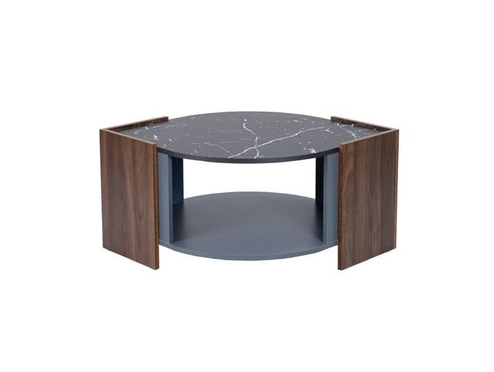 EXTSUD Couchtisch Marmor-Walnuss-Couchtisch, kontrastierende Farben, einzigartige Linien, Marmor-Walnuss-Couchtisch, kontrastierende Farben, einzigartige Linien