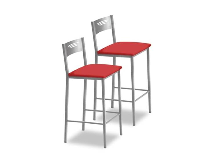 ASTIMESA Zwei Hocker für die Küche, 60 cm, Kunstleder, Rot (TAB60RO)