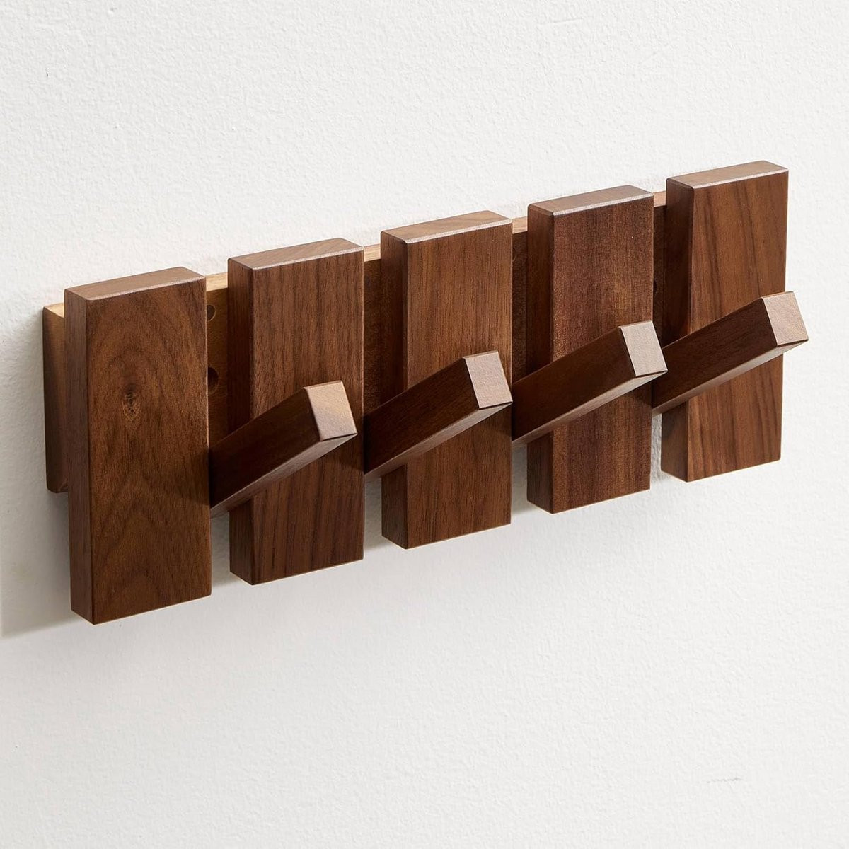 Houten Wandkapstok met 4 Haken - Rustic Muurkapstok voor Jassen en Accessoires