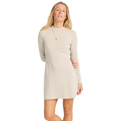 Minikleid BILLABONG "Everleigh Mock", Damen, Gr. XXL, cobblestone, Obermaterial: 57% Baumwolle, 43% Polyester., Kleider Minikleid