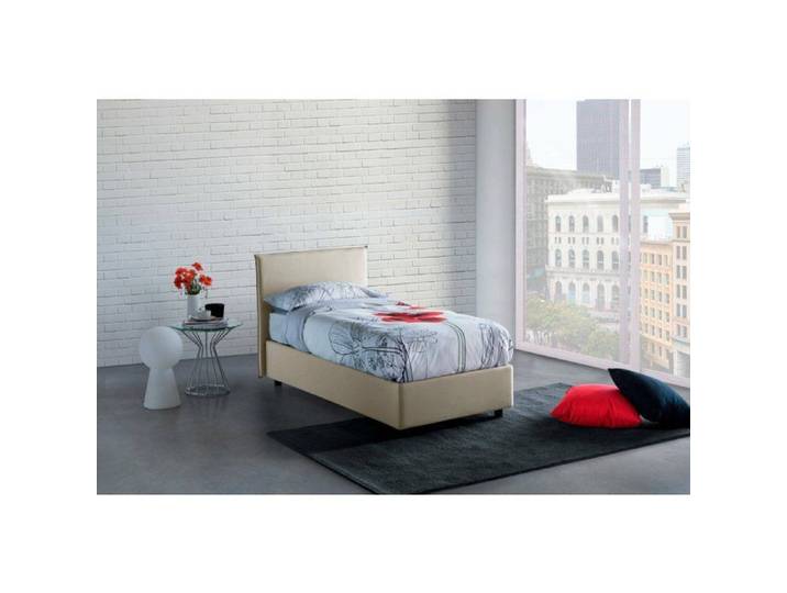 Lit simple Dbach - Dmora - En Tissu - Beige 215x95h95 cm