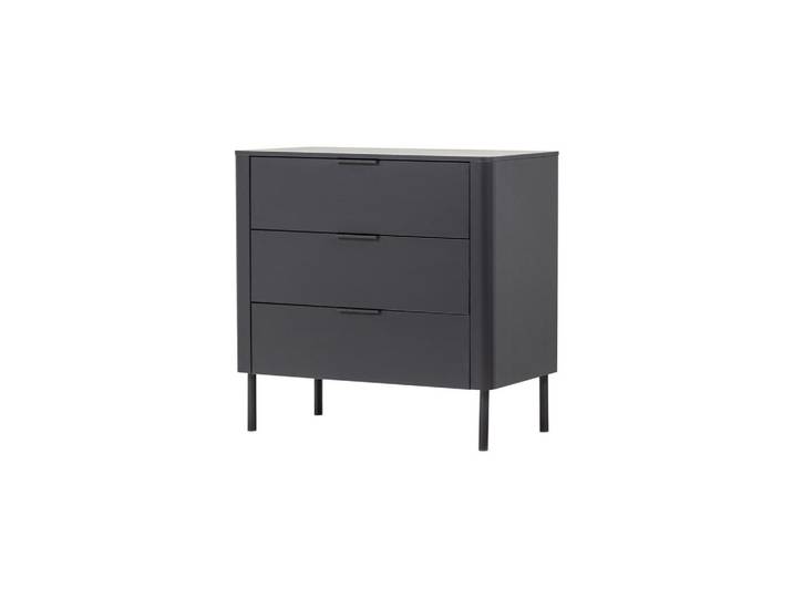 Livetastic Kommode Gunnar, Schwarz, Metall, Kiefer, 3 Schublade(n) Schubladen, 94x93x52 cm, stehend, Holzmöbel, Kleinmöbel Holz, Holzkommoden