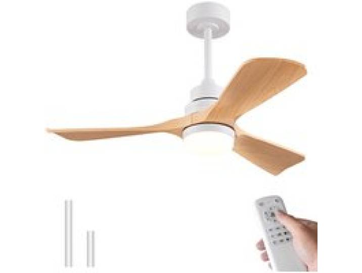 Ventilateur plafond 42 pouces avec éclairage et télécommande il est doté de 3 pales à laspect bois naturel