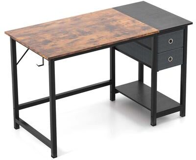 48'' Modern Computer Desk Home Office Desk w/ Drawers Storage Shelf